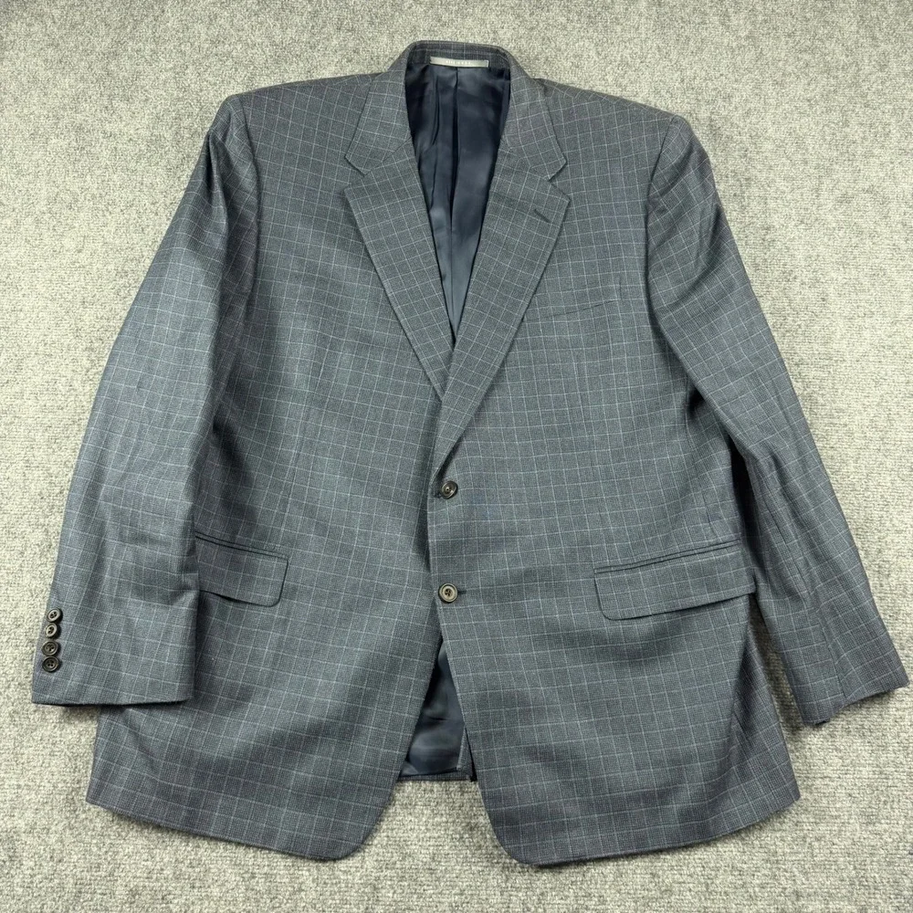 Hickey Freeman Blazer Mens 50R Blue Silk Wool Plaid Madison Sport Coat Nordstrom